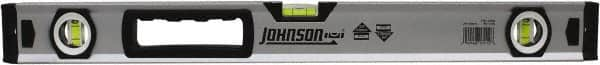 Johnson Level & Tool - 24" Long 3 Vial Box Beam Level - Aluminum, Yellow, 2 Plumb & 1 Level Vials - Americas Tooling