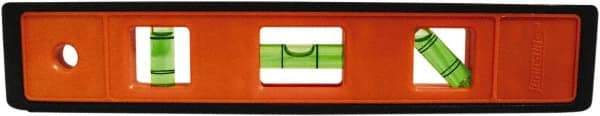 Johnson Level & Tool - 9" Long 3 Vial Torpedo Level - ABS Plastic, Orange, 1 Plumb, 1 Level & 1 45° Vials - Americas Tooling