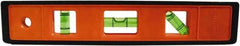 Johnson Level & Tool - 9" Long 3 Vial Torpedo Level - ABS Plastic, Orange, 1 Plumb, 1 Level & 1 45° Vials - Americas Tooling