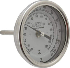 Wika - 2-1/2 Inch Long Stem, 3 Inch Dial Diameter, Stainless Steel, Back Connected Bi-Metal Thermometer - -20 to 120°C, 1% Accuracy - Americas Tooling