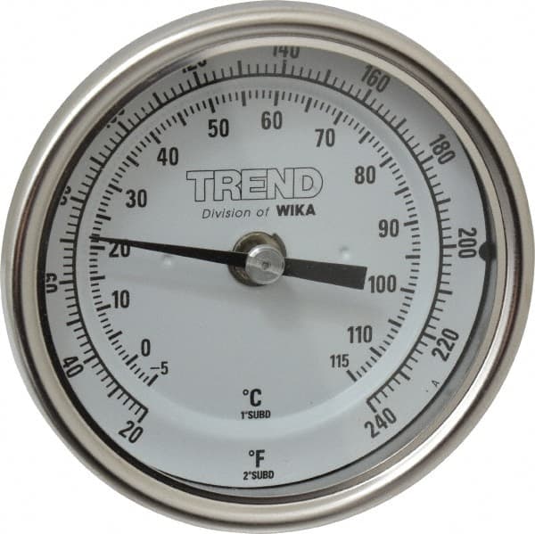 Wika - 2-1/2 Inch Long Stem, 3 Inch Dial Diameter, Stainless Steel, Back Connected Bi-Metal Thermometer - -5 to 115°C, 1% Accuracy - Americas Tooling