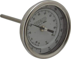 Wika - 4 Inch Long Stem, 3 Inch Dial Diameter, Stainless Steel, Back Connected Bi-Metal Thermometer - -15 to 90°C, 1% Accuracy - Americas Tooling