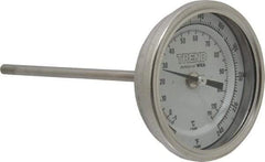 Wika - 6 Inch Long Stem, 3 Inch Dial Diameter, Stainless Steel, Back Connected Bi-Metal Thermometer - -5 to 115°C, 1% Accuracy - Americas Tooling