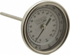 Wika - 6 Inch Long Stem, 3 Inch Dial Diameter, Stainless Steel, Back Connected Bi-Metal Thermometer - 10 to 150°C, 1% Accuracy - Americas Tooling