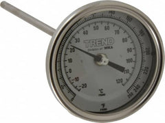 Wika - 9 Inch Long Stem, 3 Inch Dial Diameter, Stainless Steel, Back Connected Bi-Metal Thermometer - -20 to 120°C, 1% Accuracy - Americas Tooling