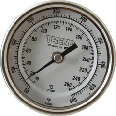 Wika - 9 Inch Long Stem, 3 Inch Dial Diameter, Stainless Steel, Back Connected Bi-Metal Thermometer - 10 to 260°C, 1% Accuracy - Americas Tooling