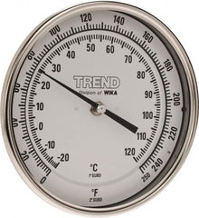 Wika - 2-1/2 Inch Long Stem, 5 Inch Dial Diameter, Stainless Steel, Back Connected Bi-Metal Thermometer - -20 to 120°C, 1% Accuracy - Americas Tooling