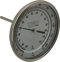 Wika - 4 Inch Long Stem, 5 Inch Dial Diameter, Stainless Steel, Back Connected Bi-Metal Thermometer - -20 to 120°C, 1% Accuracy - Americas Tooling