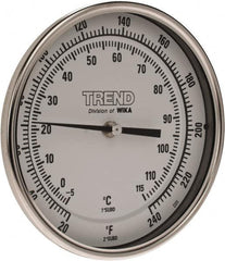 Wika - 9 Inch Long Stem, 5 Inch Dial Diameter, Stainless Steel, Back Connected Bi-Metal Thermometer - -5 to 115°C, 1% Accuracy - Americas Tooling