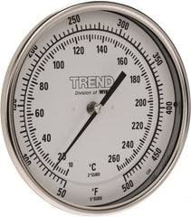 Wika - 9 Inch Long Stem, 5 Inch Dial Diameter, Stainless Steel, Back Connected Bi-Metal Thermometer - 10 to 260°C, 1% Accuracy - Americas Tooling