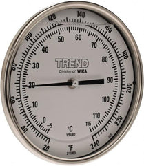 Wika - 6 Inch Long Stem, 5 Inch Dial Diameter, Stainless Steel, Back Connected Bi-Metal Thermometer - -5 to 115°C, 1% Accuracy - Americas Tooling