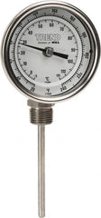 Wika - 4 Inch Long Stem, 3 Inch Dial Diameter, Stainless Steel, Bottom Connected Bi-Metal Thermometer - -5 to 115°C, 1% Accuracy - Americas Tooling