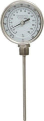 Wika - 6 Inch Long Stem, 3 Inch Dial Diameter, Stainless Steel, Bottom Connected Bi-Metal Thermometer - 10 to 150°C, 1% Accuracy - Americas Tooling