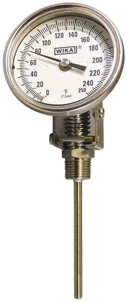 Wika - 15 Inch Long Stem, Stainless Steel, Back Connected Bi-Metal Thermometer - 65 to 400°C, 1% Accuracy - Americas Tooling