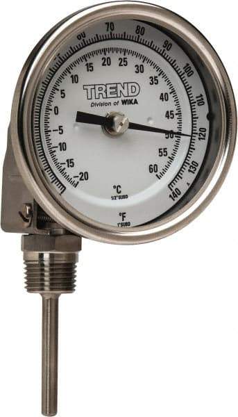 Wika - 2-1/2 Inch Long Stem, 3 Inch Dial Diameter, Stainless Steel, Adjustable Angle Bi-Metal Thermometer - -20 to 60°C, 1% Accuracy - Americas Tooling