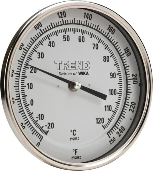 Wika - 2-1/2 Inch Long Stem, 5 Inch Dial Diameter, Stainless Steel, Adjustable Angle Bi-Metal Thermometer - -20 to 120°C, 1% Accuracy - Americas Tooling