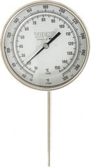 Wika - 6 Inch Long Stem, 5 Inch Dial Diameter, Stainless Steel, Adjustable Angle Bi-Metal Thermometer - 10 to 150°C, 1% Accuracy - Americas Tooling