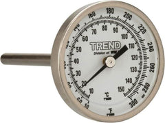 Wika - 4 Inch Long Stem, 2 Inch Dial Diameter, Stainless Steel, Back Connected Bi-Metal Thermometer - 10 to 150°C, 1% Accuracy - Americas Tooling