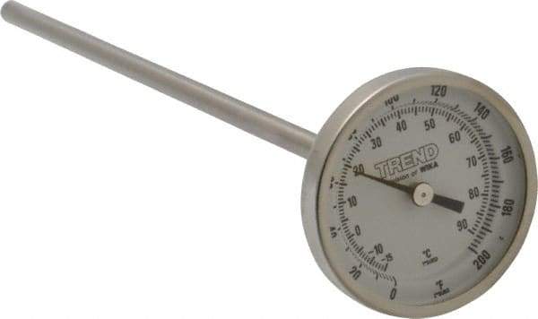 Wika - 9 Inch Long Stem, 2 Inch Dial Diameter, Stainless Steel, Back Connected Bi-Metal Thermometer - -15 to 90°C, 1% Accuracy - Americas Tooling