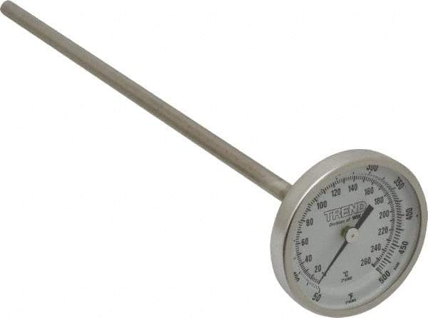 Wika - 9 Inch Long Stem, 2 Inch Dial Diameter, Stainless Steel, Back Connected Bi-Metal Thermometer - 10 to 260°C, 1% Accuracy - Americas Tooling