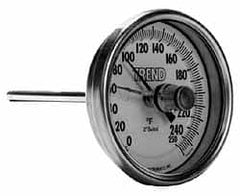 Wika - 9 Inch Long Stem, 3 Inch Dial Diameter, Stainless Steel, Back Connected Bi-Metal Thermometer - -6 to 115°C, 1% Accuracy - Americas Tooling