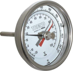 Wika - 2-1/2 Inch Long Stem, 3 Inch Dial Diameter, Stainless Steel, Back Connected Bi-Metal Thermometer - -20 to 120°C, 1% Accuracy - Americas Tooling