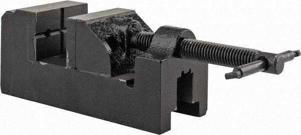 Interstate - 1-1/2" Jaw Opening Capacity x 7/8" Throat Depth, Horizontal Drill Press Vise - 1-1/2" Wide x 1" High Jaw, Stationary Base, Standard Speed, 5" OAL x 1-3/4" Overall Height, Cast Iron - Americas Tooling