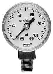 Wika - 2" Dial, 1/4 Thread, 0-160 Scale Range, Pressure Gauge - Center Back Connection Mount, Accurate to 2.5% of Scale - Americas Tooling