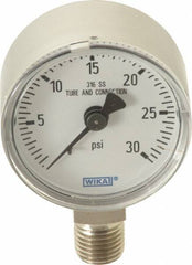 Wika - 2" Dial, 1/4 Thread, 0-30 Scale Range, Pressure Gauge - Lower Connection Mount, Accurate to 2.5% of Scale - Americas Tooling