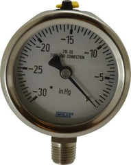 Wika - 2-1/2" Dial, 1/4 Thread, 30-0 Scale Range, Pressure Gauge - Lower Connection Mount, Accurate to 1.5% of Scale - Americas Tooling