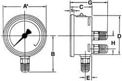 Wika - 4" Dial, 1/4 Thread, 0-400 Scale Range, Pressure Gauge - Lower Back Connection Mount, Accurate to 1% of Scale - Americas Tooling