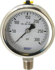 Wika - 2-1/2" Dial, 1/4 Thread, 0-300 Scale Range, Pressure Gauge - Lower Connection Mount, Accurate to 1.5% of Scale - Americas Tooling