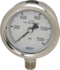 Wika - 2-1/2" Dial, 1/4 Thread, 0-1,500 Scale Range, Pressure Gauge - Lower Connection Mount, Accurate to 1.5% of Scale - Americas Tooling