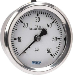 Wika - 2-1/2" Dial, 1/4 Thread, 0-60 Scale Range, Pressure Gauge - Center Back Connection Mount, Accurate to 1.5% of Scale - Americas Tooling