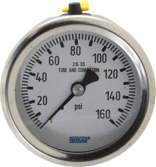 Wika - 2-1/2" Dial, 1/4 Thread, 0-160 Scale Range, Pressure Gauge - Center Back Connection Mount, Accurate to 1.5% of Scale - Americas Tooling