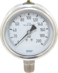 Wika - 4" Dial, 1/2 Thread, 0-200 Scale Range, Pressure Gauge - Lower Connection Mount, Accurate to 1% of Scale - Americas Tooling