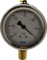 Wika - 2-1/2" Dial, 1/4 Thread, 30-0 Scale Range, Pressure Gauge - Lower Connection Mount, Accurate to 1.5% of Scale - Americas Tooling