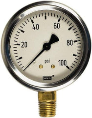 Wika - 2-1/2" Dial, 1/4 Thread, 0-400 Scale Range, Pressure Gauge - Center Back Connection Mount, Accurate to 1.5% of Scale - Americas Tooling