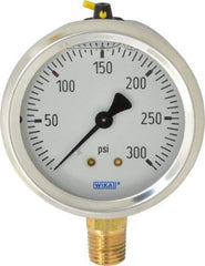 Wika - 2-1/2" Dial, 1/4 Thread, 0-300 Scale Range, Pressure Gauge - Lower Connection Mount, Accurate to 1.5% of Scale - Americas Tooling