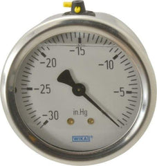 Wika - 2-1/2" Dial, 1/4 Thread, 30-0 Scale Range, Pressure Gauge - Center Back Connection Mount, Accurate to 1.5% of Scale - Americas Tooling