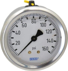 Wika - 2-1/2" Dial, 1/4 Thread, 0-160 Scale Range, Pressure Gauge - Center Back Connection Mount, Accurate to 1.5% of Scale - Americas Tooling