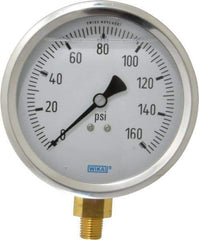 Wika - 4" Dial, 1/4 Thread, 0-160 Scale Range, Pressure Gauge - Lower Connection Mount, Accurate to 1% of Scale - Americas Tooling