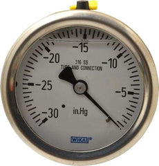 Wika - 2-1/2" Dial, 1/4 Thread, 30-0 Scale Range, Pressure Gauge - Center Back Connection Mount, Accurate to 1.5% of Scale - Americas Tooling