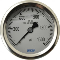 Wika - 2-1/2" Dial, 1/4 Thread, 0-1,500 Scale Range, Pressure Gauge - Center Back Connection Mount, Accurate to 1.5% of Scale - Americas Tooling