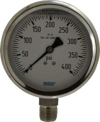 Wika - 4" Dial, 1/2 Thread, 0-400 Scale Range, Pressure Gauge - Lower Connection Mount, Accurate to 1% of Scale - Americas Tooling