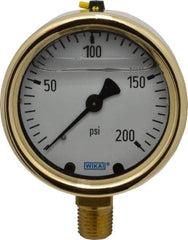 Wika - 2-1/2" Dial, 1/4 Thread, 0-200 Scale Range, Pressure Gauge - Lower Connection Mount, Accurate to 1.5% of Scale - Americas Tooling