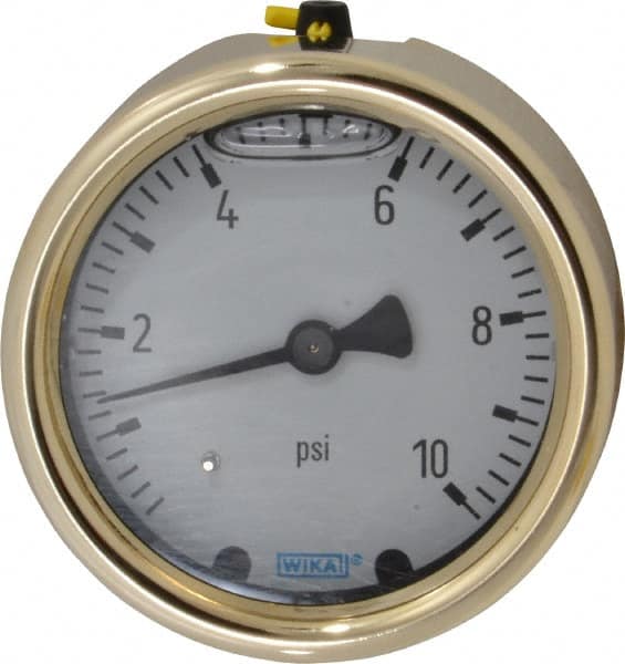 Wika - 2-1/2" Dial, 1/4 Thread, 0-10 Scale Range, Pressure Gauge - Back Connection Mount, Accurate to 1.5% of Scale - Americas Tooling