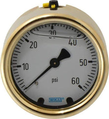 Wika - 2-1/2" Dial, 1/4 Thread, 0-60 Scale Range, Pressure Gauge - Back Connection Mount, Accurate to 1.5% of Scale - Americas Tooling