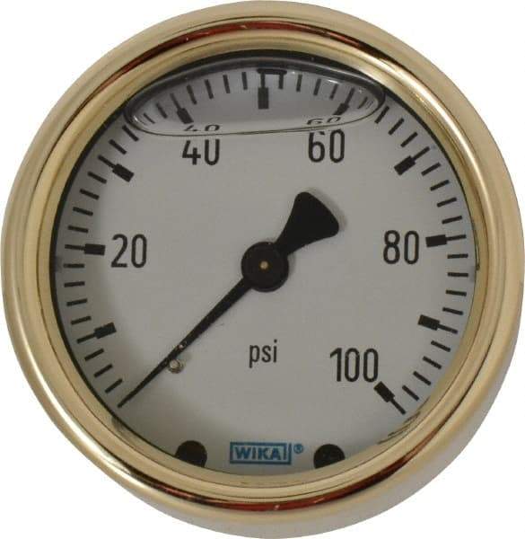 Wika - 2-1/2" Dial, 1/4 Thread, 0-100 Scale Range, Pressure Gauge - Back Connection Mount, Accurate to 1.5% of Scale - Americas Tooling