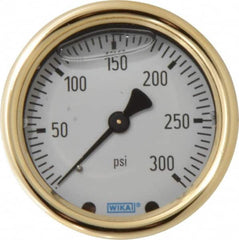 Wika - 2-1/2" Dial, 1/4 Thread, 0-300 Scale Range, Pressure Gauge - Back Connection Mount, Accurate to 1.5% of Scale - Americas Tooling